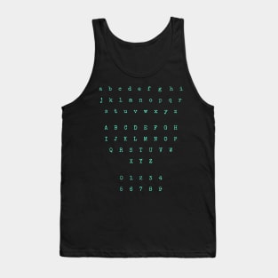 Turquoise Typewriter Letters and Numbers Tank Top